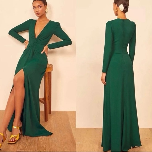 NWT Reformation Gatsby Maxi Dress Emerald Green - Picture 2 of 5